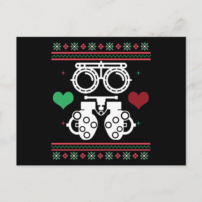 Optometrist Ugly Christmas Sweater Optician Xmas Postcard (Front)