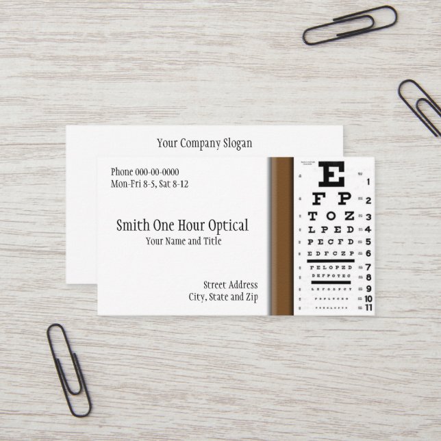 Optometrists Business Card (Front/Back In Situ)