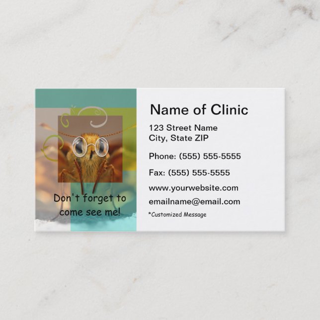 Optometry Appointment Reminder Butterfly Glasses Card (Front)