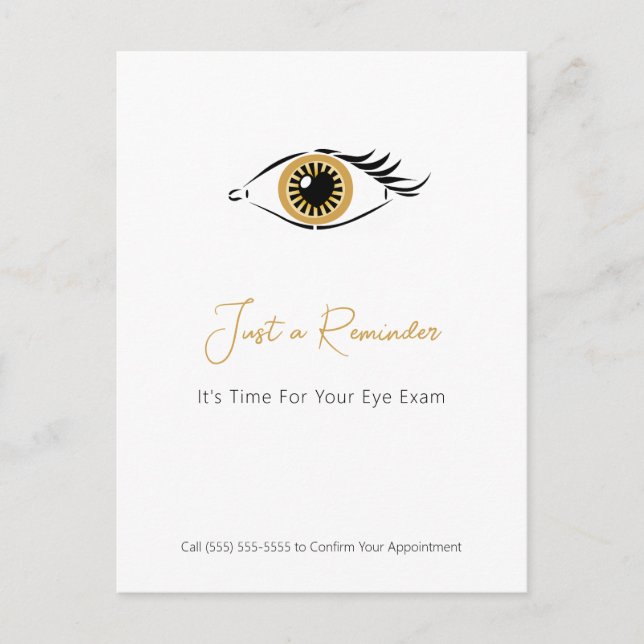 Optometry Eye Exam Gold Appointment Reminder Postcard (Front)