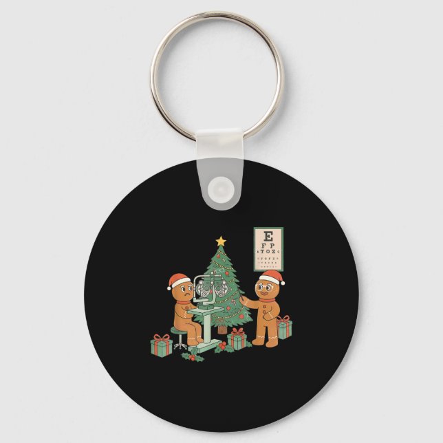 Optometry Gingerbread Christmas Optician Sight Squ Key Ring (Front)