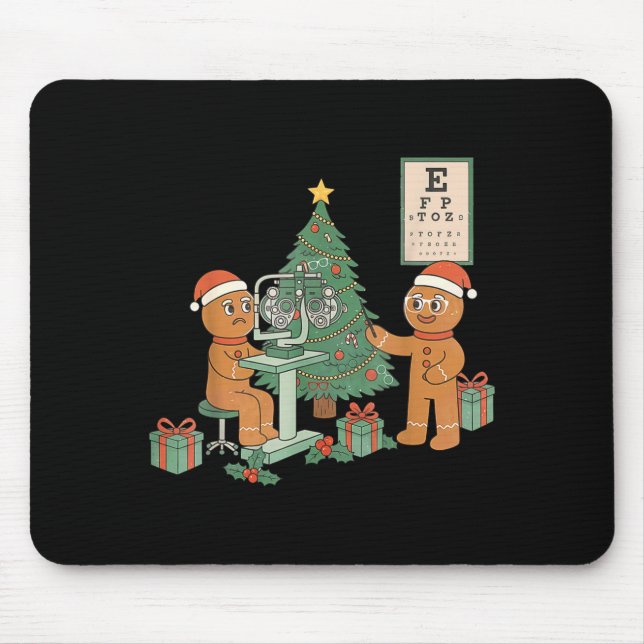 Optometry Gingerbread Christmas Optician Sight Squ Mouse Pad (Front)