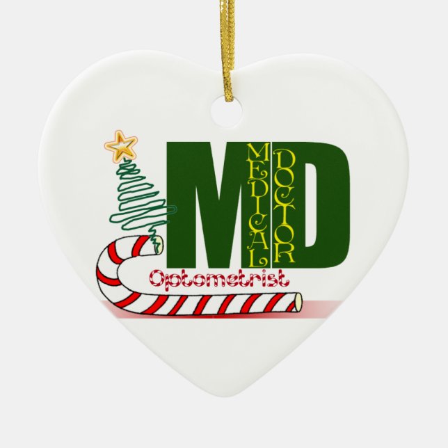 OPTOMETRY MERRY CHRISTMAS EYE DOCTOR CERAMIC TREE DECORATION (Front)