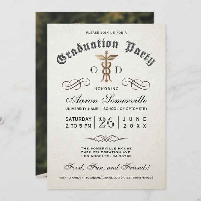 Optometry School Graduation Invitations (Front/Back)