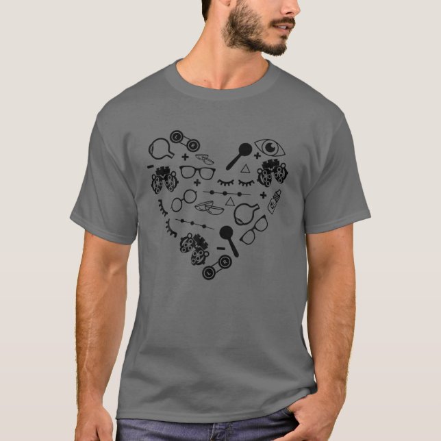 Optometry Symbols Heart Eyeglasses Spectacles Opti T-Shirt (Front)