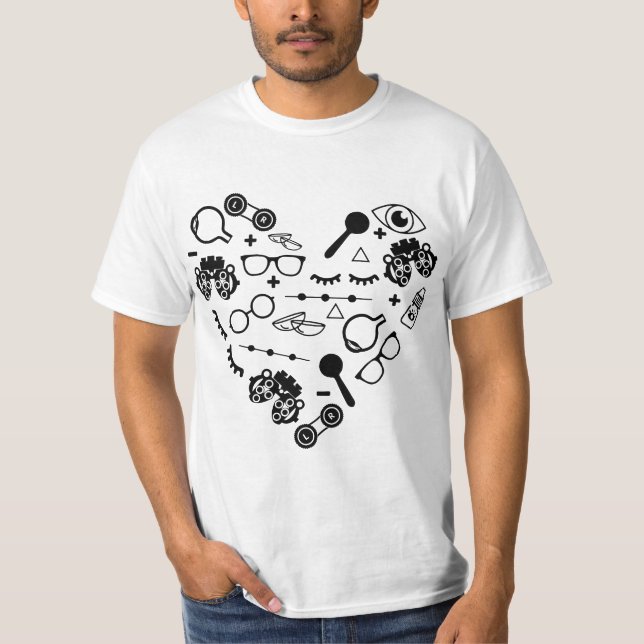 Optometry Symbols Heart Eyeglasses Spectacles Opti T-Shirt (Front)