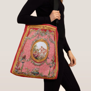 opulent 18th century baroque print happy family crossbody bag