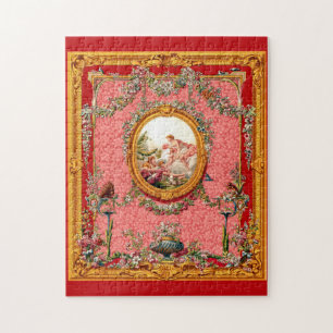 opulent 18th century baroque print happy family jigsaw puzzle