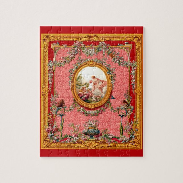 opulent 18th century baroque print happy family jigsaw puzzle (Vertical)