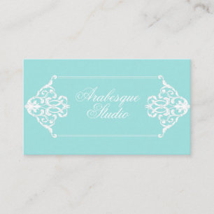 Opulent Baroque Frame Blue and White Business Card