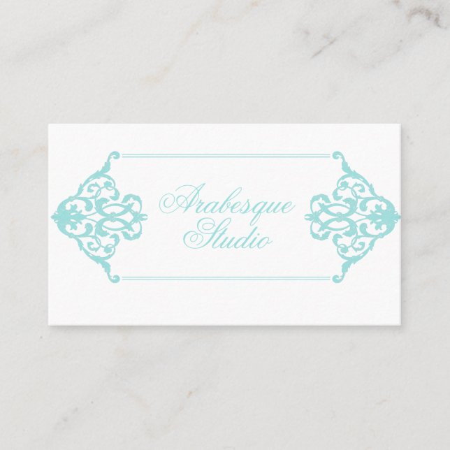Opulent Baroque Frame Blue and White Business Card (Front)