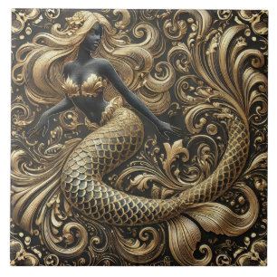 Opulent Baroque Golden Mermaid Tile