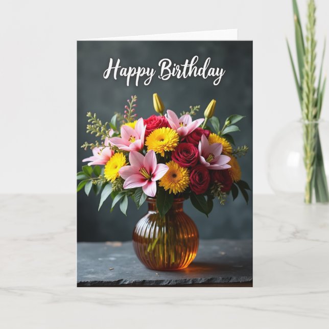 Opulent Bloom Birthday Card (Front)