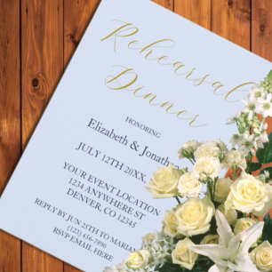 Opulent Blue Rehearsal Dinner Invitation