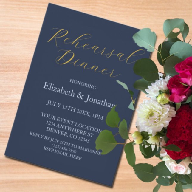 Opulent Blue Rehearsal Dinner Invitation (Creator Uploaded)