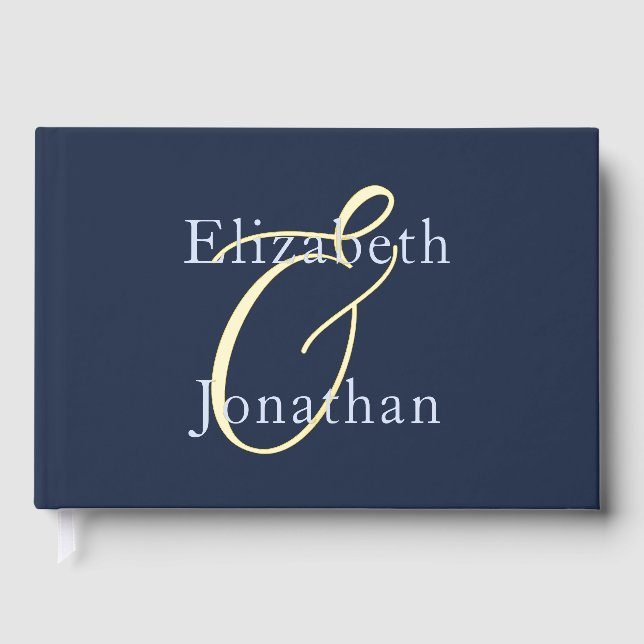 Opulent Blue Wedding Guest Book (Front)