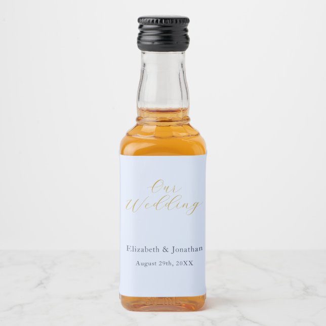Opulent Blue Wedding Liquor Bottle Label (Front)