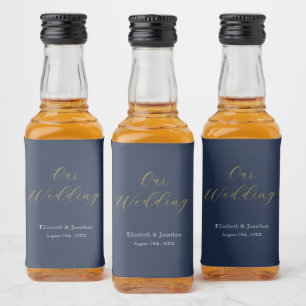 Opulent Blue Wedding Liquor Bottle Label