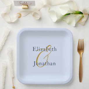Opulent Blue Wedding Paper Plate