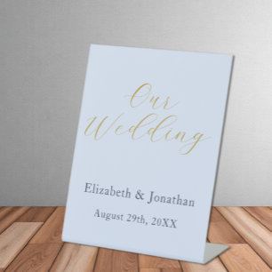 Opulent Blue Wedding Pedestal Sign