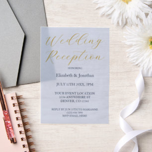 Opulent Blue Wedding Reception Vellum Invitations