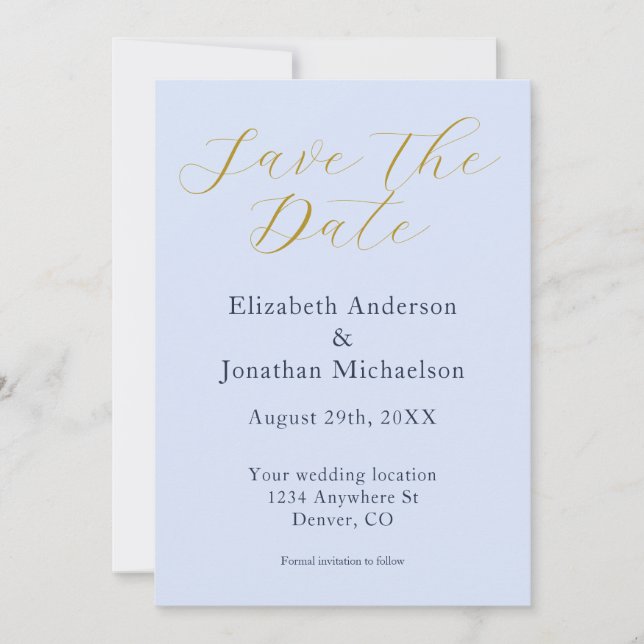 Opulent Blue Wedding Save The Date (Front)