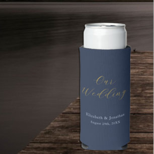 Opulent Blue Wedding Seltzer Can Cooler