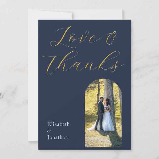 Opulent Blue Wedding Thank You Card (Front)