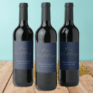 Opulent Blue Wedding Wine Label