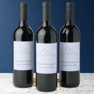 Opulent Blue Wedding Wine Label