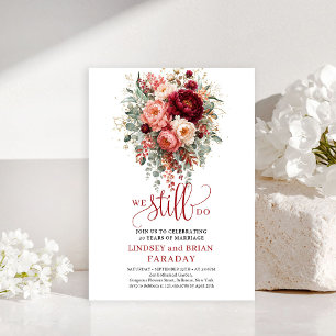 Opulent Deep Red Boho Vow Renewal Invitation