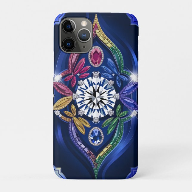 Opulent Elegance: Diamond & Gemstone Engraved  Case-Mate iPhone Case (Back)