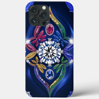 Opulent Elegance: Diamond & Gemstone Engraved iPhone 13 Pro Max Case
