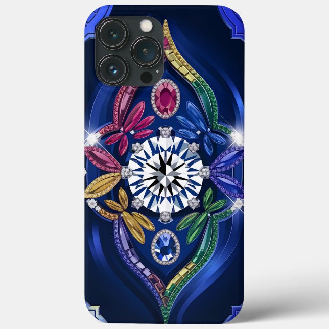 Opulent Elegance: Diamond & Gemstone Engraved  Case-Mate iPhone Case (Back)