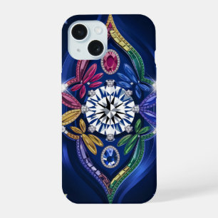 Opulent Elegance: Diamond & Gemstone Engraved iPhone 15 Case