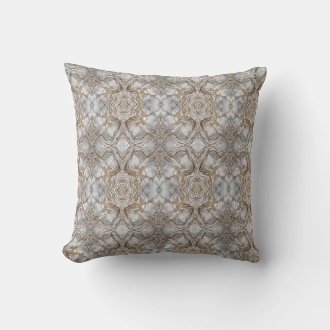  "Opulent Elegance: Gold Veined Marble  Cushion (Front)