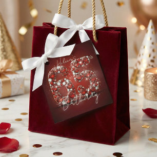 Opulent Elegant Ruby Red Gemstones 65th Birthday Favour Tags