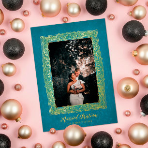 Opulent Frame Married Christmas Turquoise Photo