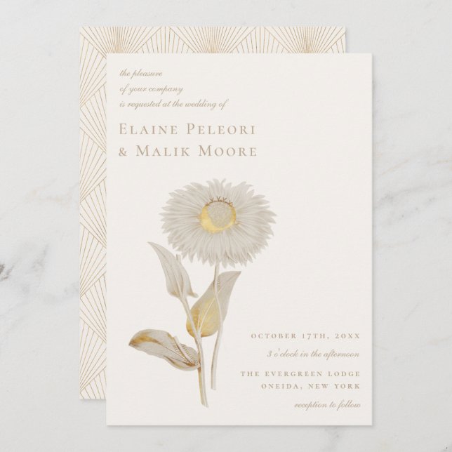 Opulent Gilded Floral Wedding Invitation (Front/Back)