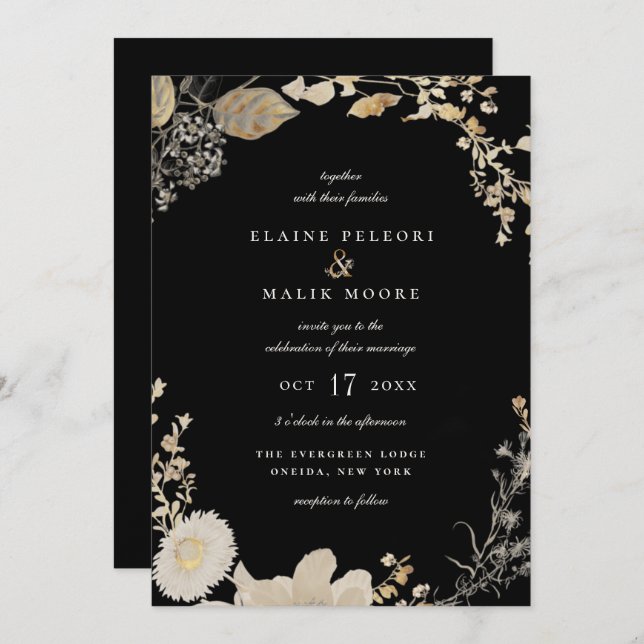 Opulent Gilded Garden Wedding Invitation (Front/Back)