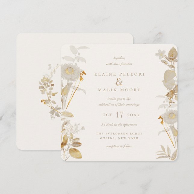 Opulent Gilded Garden Wedding Invitation (Front/Back)