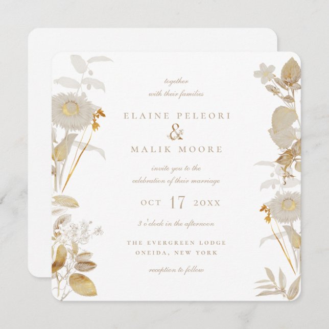 Opulent Gilded Garden Wedding Invitation (Front/Back)