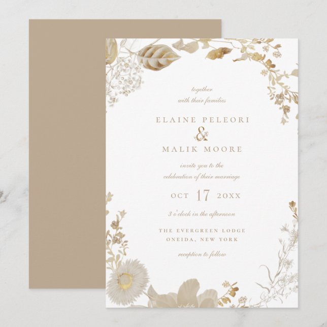 Opulent Gilded Garden Wedding Invitation (Front/Back)