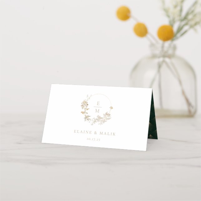 Opulent Gilded Garden Wedding Place Card (Back)