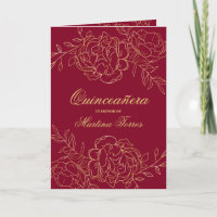 Opulent Gold and Burgundy Red Floral Quinceanera