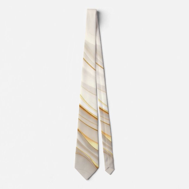 "Opulent Gold and Cream Marble Swirls" Tie (Front)