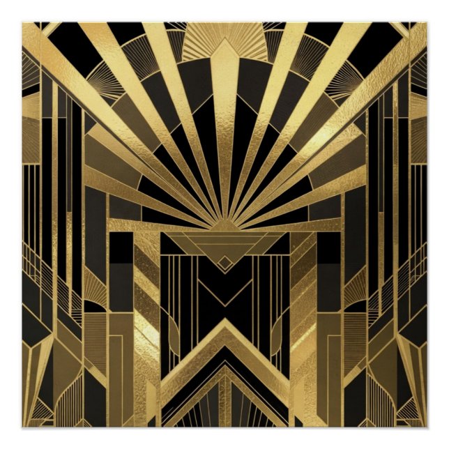 Opulent Gold & Black Sunburst Architecturural  Poster (Front)
