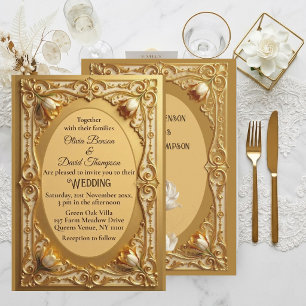 Opulent Gold Ornate Baroque Scroll Vintage Classic Invitation