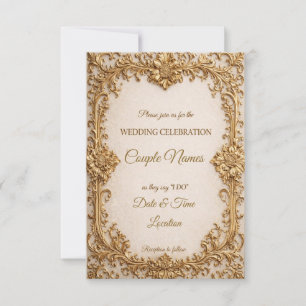 Opulent Gold Scrollwork Wedding Invitations