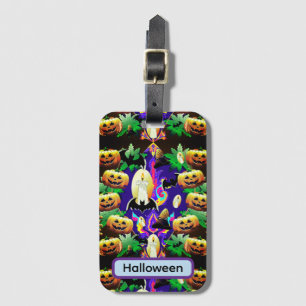 Opulent Halloween Spooky Pumpkins and Pattern Luggage Tag